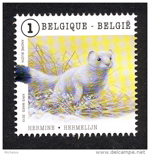 Belg. 2015 - COB N° 4503 ** - Les Animaux En Mouvement  (Hermine - Hermelijn) Du Bloc 225 - Unused Stamps
