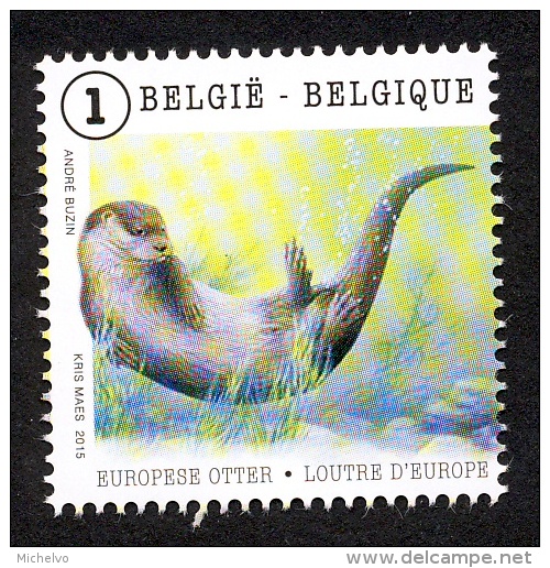 Belg. 2015 - COB N° 4504 ** - Les Animaux En Mouvement  (Loutre - Otter) Du Bloc 225 - Unused Stamps