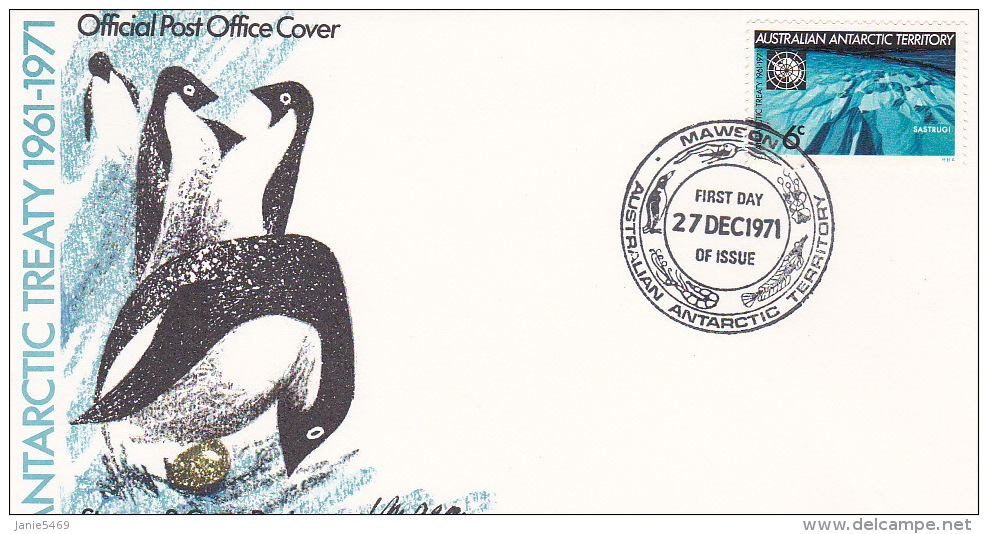 Australian Antarctic Territory 1971 Treaty Mawson Base FDC - FDC