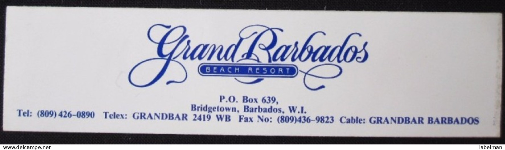 ISLAND HOTEL MOTEL PENSION HOUSE INN GRAND BARBADOS WEST INDIES STICKER DECAL LUGGAGE LABEL ETIQUETTE KOFFERAUFKLEBER - Etiketten Van Hotels