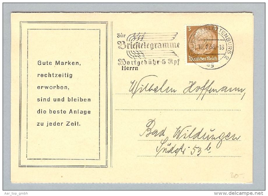 MOTIV Briefmarken 1938-02-18 Werbedrucksache Rud.Rohr Berlin - Briefe U. Dokumente