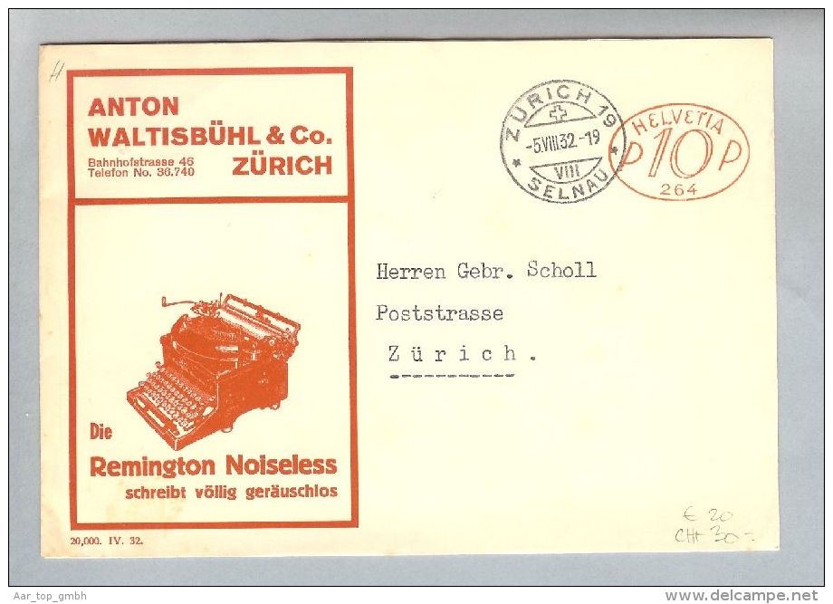 MOTIV Büro Schreibmaschine 1932-08-05 Brief Remington Frei-O - Frankiermaschinen (FraMA)