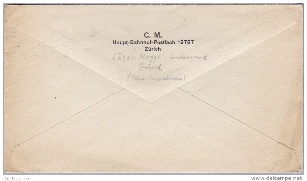 MOTIV BÜRO 1923-04-26 Zürich 3 Perfin Brief "C.M." #C039 Cäsar Muggli ZH - Frankiermaschinen (FraMA)