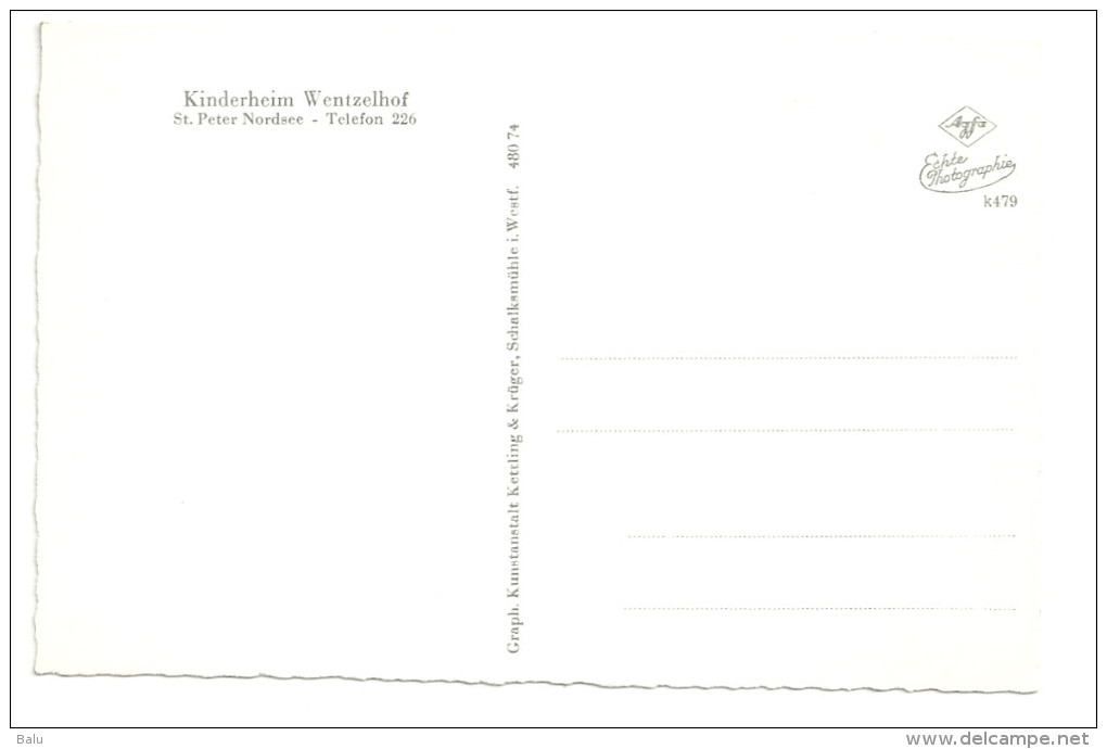 AK SW Kinderheim Wentzelhof St. Peter Nordsee - Neu - Ungelaufen - 2 Scans - St. Peter-Ording