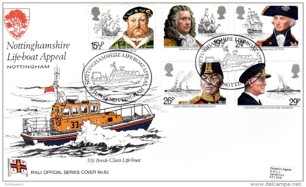 FDC - Nottingham Lifeboat Appeal, RNLI Official Series Cover No.82 - Maritime
