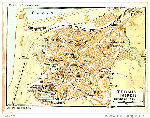 TERMINI IMERESE  MINI PIANTINA CARTOGRAFIA T.C.I. 1953 - Carte Geographique