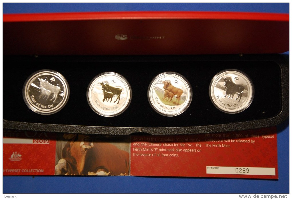 AUSTRALIAN LUNAR SERIES II 2009 YEAR OF THE OX SILVER TYPESET COLLECTION - Münz- Und Jahressets