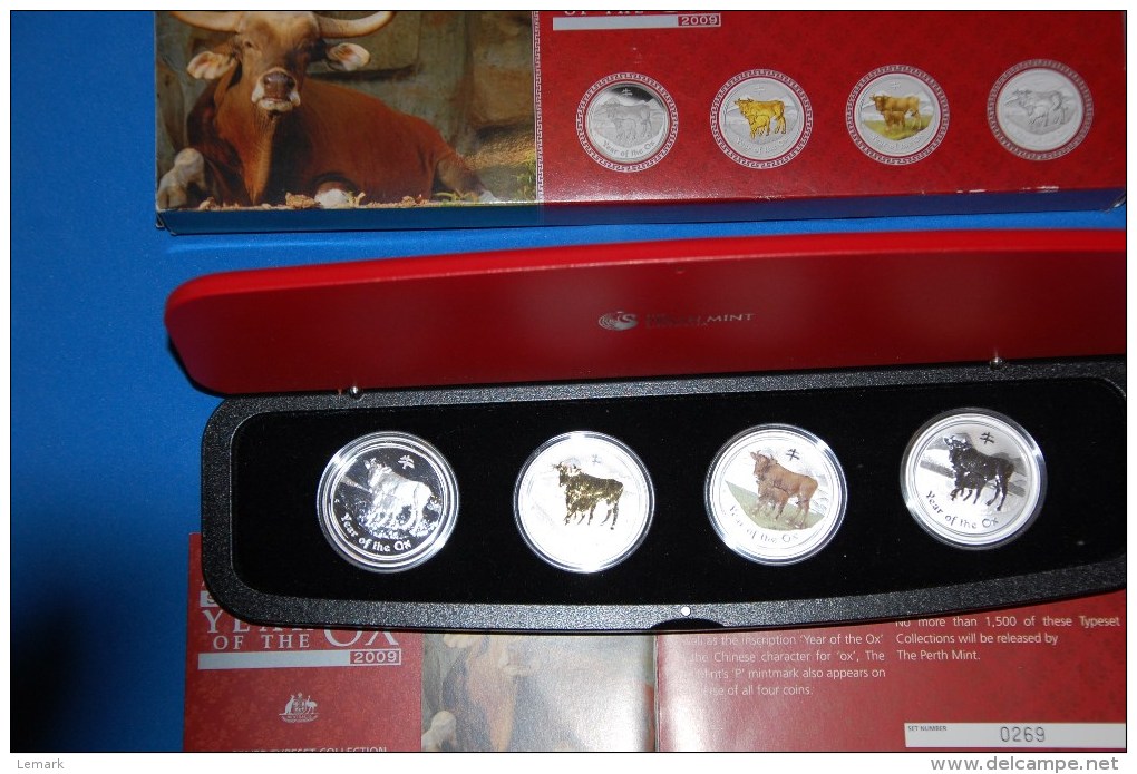 AUSTRALIAN LUNAR SERIES II 2009 YEAR OF THE OX SILVER TYPESET COLLECTION - Münz- Und Jahressets