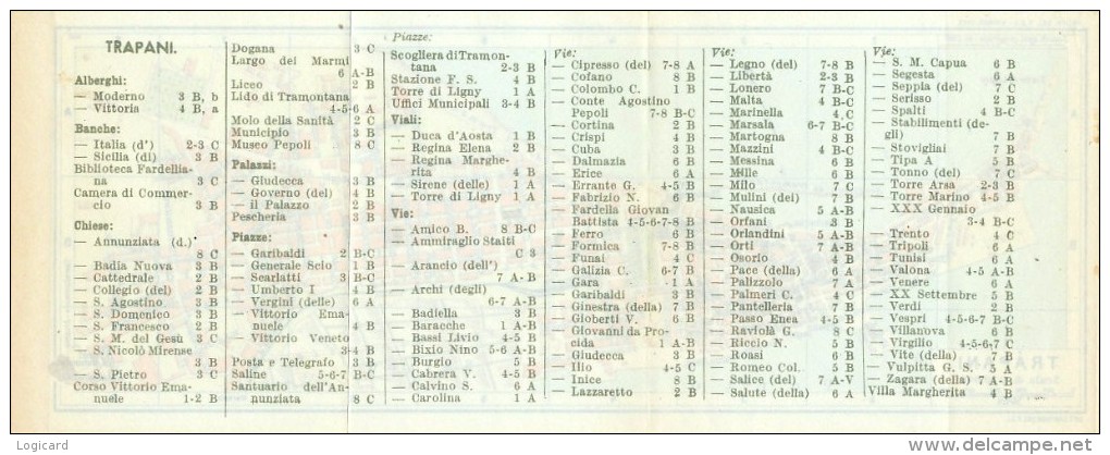 TRAPANI MINI PIANTINA CARTOGRAFIA T.C.I. 1953 - Carte Geographique