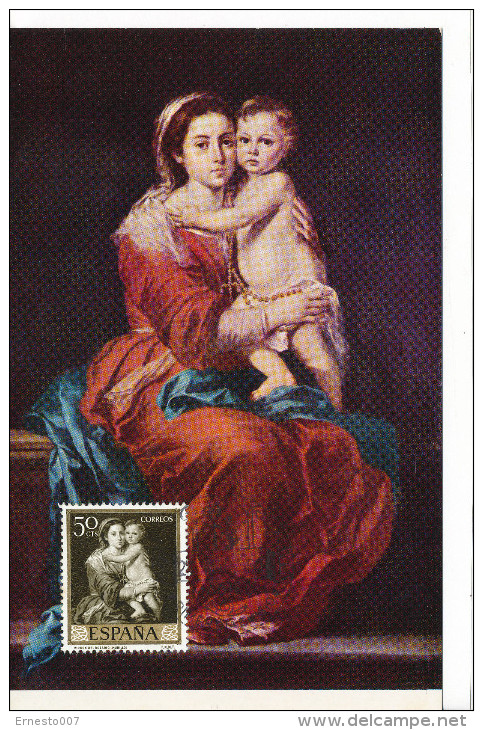 Spanien/España, Ersttagsbrief-Ersttagsansichtskarte/FDC-FDCard, La Virgen Del Rosario/Murillo - 1960, Siehe Scan + *) - Maximumkarten