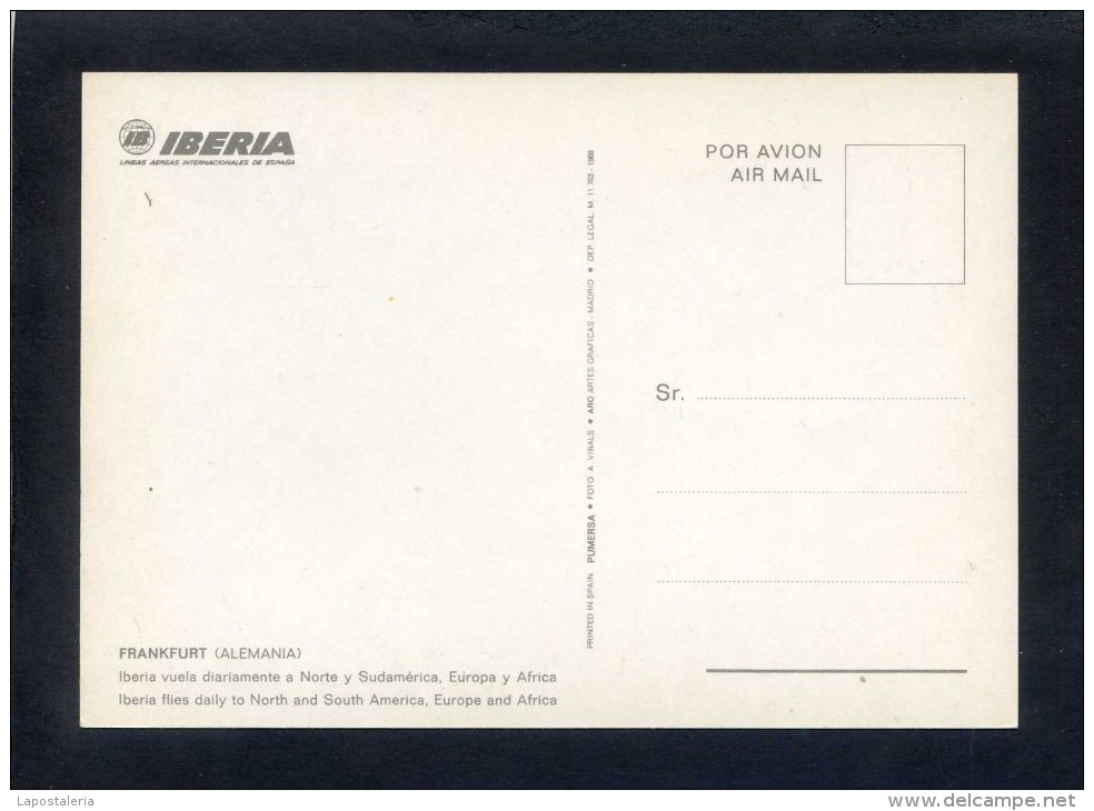 España. IBERIA. *Frankfurt. Alemania* - Serie Piense En El Mundo... Dep. Legal M. 1968. Nueva. - Sonstige & Ohne Zuordnung