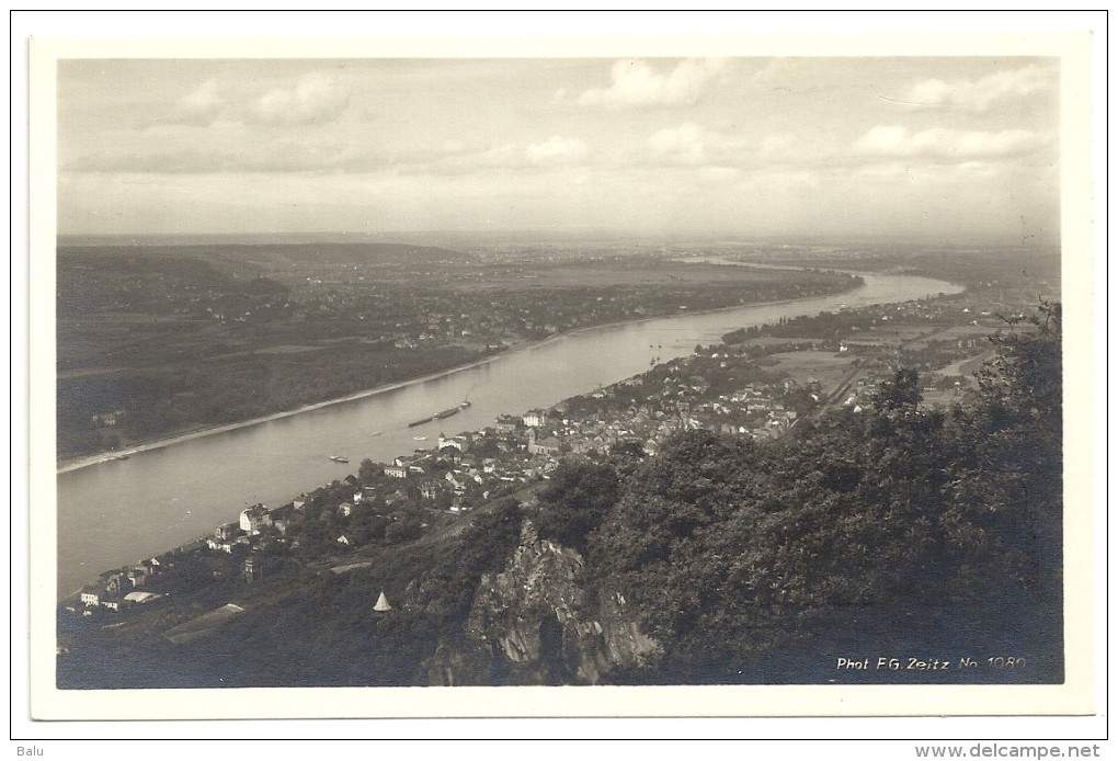 AK SW Postkarte Blick V.Drachenfels A. Königswinter U.d. Rheinthal. Ca. 1930. NEU. 2 Scans. F.G. Zeitz No. 1080 - Drachenfels