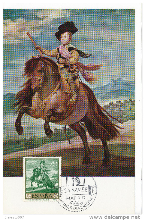 Spanien/España, Ersttagsbrief-Ersttagsansichtskarte/FDC-FDCard, El Principe Baltasar Carlos/Velazquez - 1959, Siehe Scan - Maximumkarten