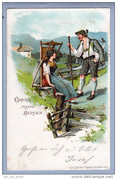 Motiv Gruss Aus Den Bergen 1898-07-22 Litho Karl Stucker - Souvenir De...