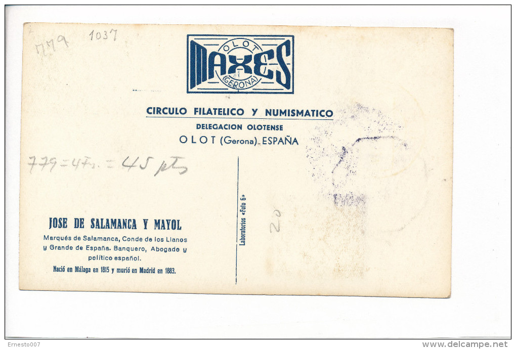 Spanien/España, Ersttagsbrief-Ersttagsansichtskarte/FDC-FDCard, Circulo Filatelico De Olot - 1952, Siehe Scan + *) - Maximumkarten