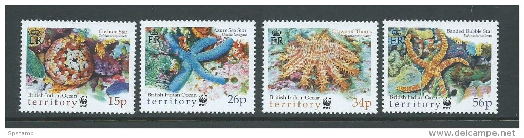 British Indian Ocean Territory 2001 WWF Starfish Set 4 MNH - British Indian Ocean Territory (BIOT)