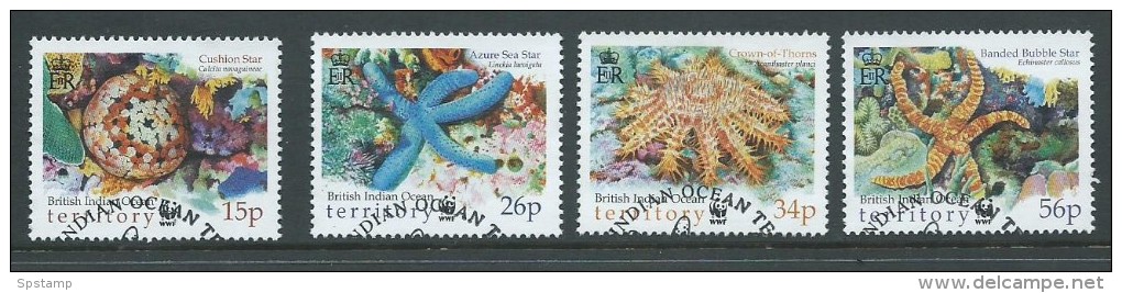 British Indian Ocean Territory 2001 WWF Starfish Set 4 VFU - British Indian Ocean Territory (BIOT)