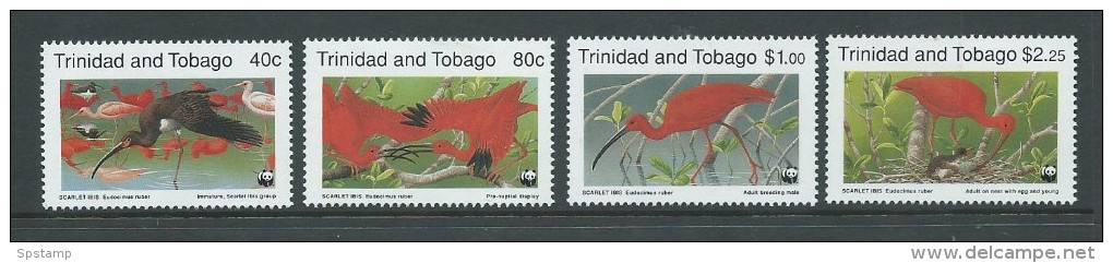 Trinidad & Tobago 1990 WWF Ibis Bird Set 4 MNH - Trinidad & Tobago (1962-...)