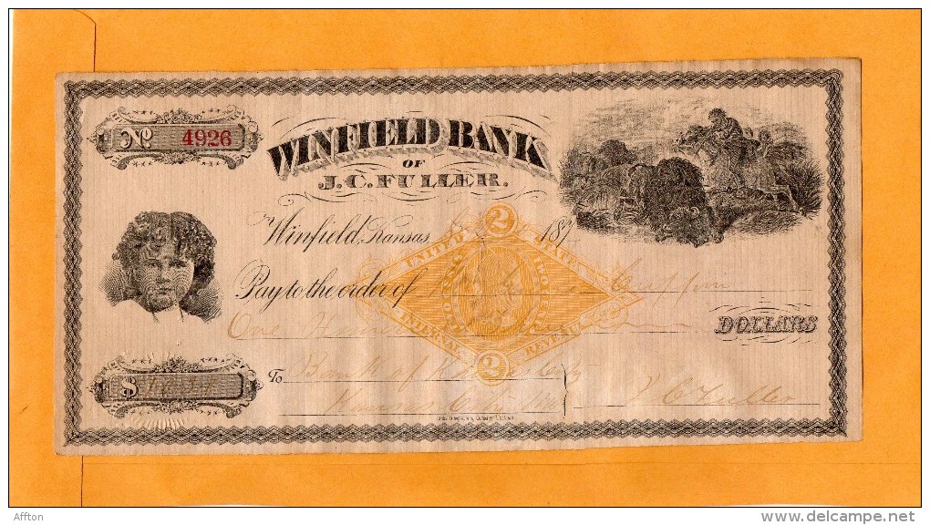 United States Check Cheques Bank Note Old - Cheques & Traverler's Cheques