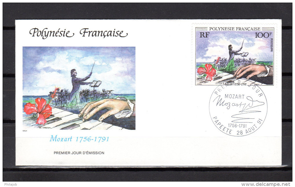 POLYNESIE FRANCAISE 1991 : Enveloppe 1er Jour " MOZART  / PAPEETE Le 28-08-1991 " N° YT 389 . Parfait état. FDC - Muziek