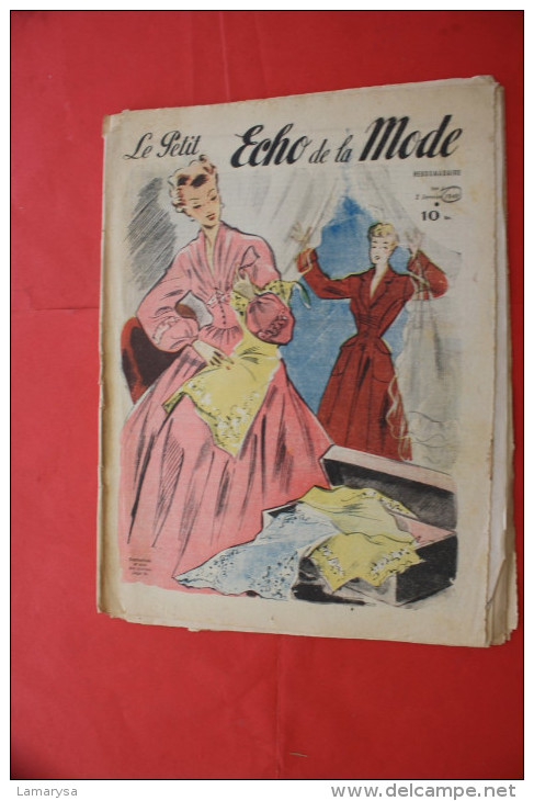 1949 "LE PETIT ECHO DE LA MODE"LOISIRS CREATIFS EPOQUE TRICOT BRODERIE COUTURE CUISINE ROBE JEUX MODELES(Port Offert +3) - Autres & Non Classés