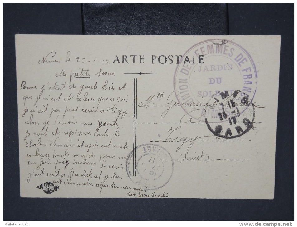 FRANCE-Cachet De L Union Des Femmes De France De Nimes Sur Cp En 1917  LOT P5524 - Croix Rouge