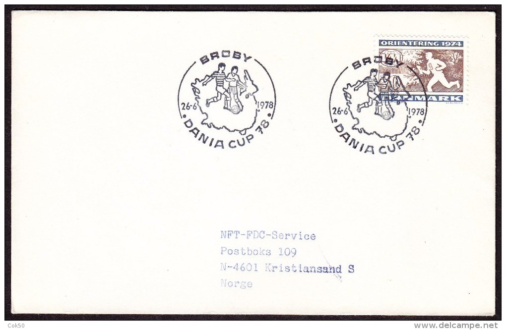 DENMARK, Dania Cup 26.6.1978 In Broby On Letter To Norway - Storia Postale