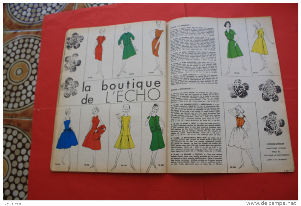1962 "L'ECHO DE LA MODE "LOISIRS CREATIFS VINTAGE OUVRAGEBRODERIE MODE MODELES PATRONS CHAPEAUX Faire Défiler les images