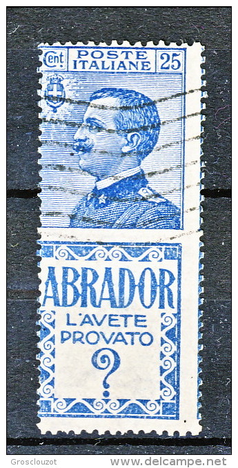 Pubblicitari 1924-25, Sassone N. 4, C. 25 Azzurro E Azzurro Chiaro Abrador, Usato, Molto Bello E Fresco Cat. € 202 - Reklame