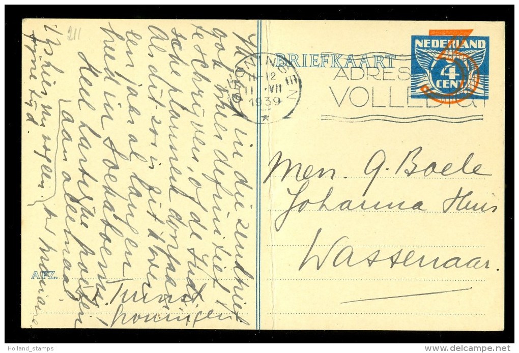 HANDGESCHREVEN BRIEFKAART Uit 1939 Van GRONINGEN Naar WASSENAAR * VOORDRUK *  (9803) - Postal Stationery