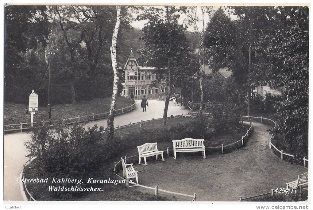 Ostseebad KAHLBERG Kuranlagen Waldschlösschen Mit Schild Familien Können Hier Kaffee Aufbrühen 5.6.1936 Krynica Morska - Ostpreussen