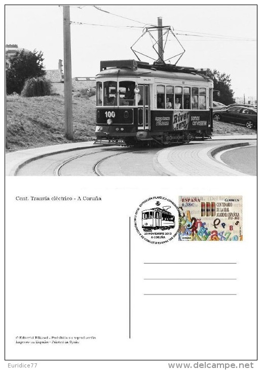 Spain 2014 - Special Postmark Postcard - Centenario Del Tranvía Eléctrico A Coruña - Tramways