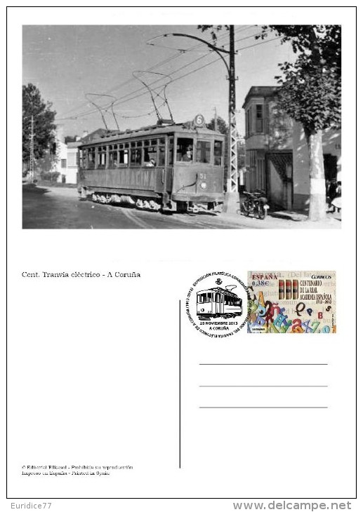 Spain 2014 - Special Postmark Postcard - Centenario Del Tranvía Eléctrico A Coruña - Tram