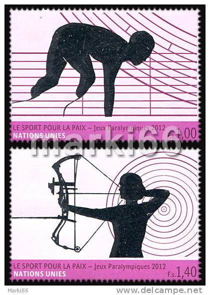 United Nations - Geneva - 2012 - Sport For Peace - Paralympic Games In London - Mint Stamp Set With Silver Foil Printing - Nuovi