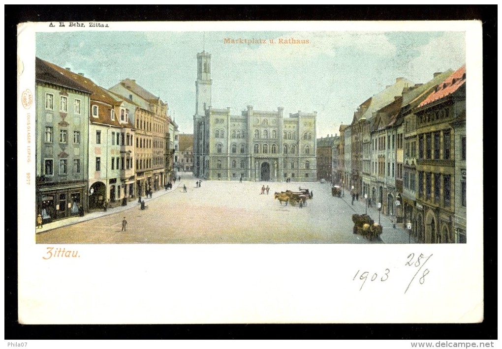 Zittau Marktplatz U Rathaus / Louis Glaser / Year 1903 / Old Postcard Not Circulated - Zittau