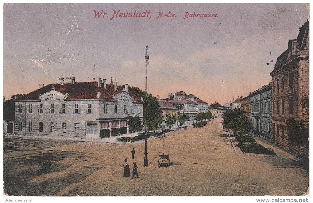 AK Wiener Neustadt NÖ Bahngasse Hotel Stadler Nähe Bahnhof Heimkehrerstrasse Ferdinand Porsche Ring Beethovenallee - Wiener Neustadt