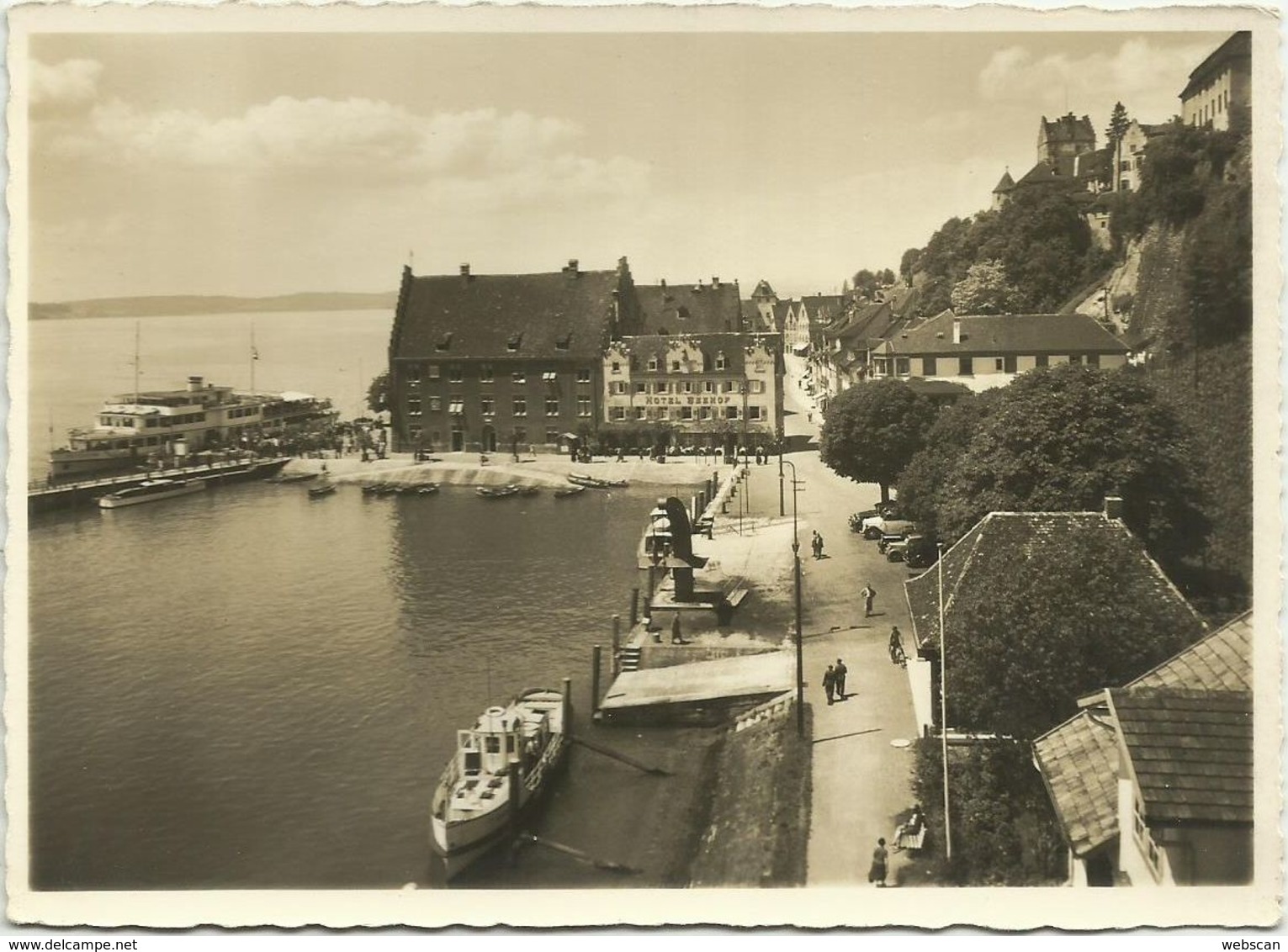 AK Meersburg Hafen Hotel Seehof + MS Deutschland ~1940 #2322 - Meersburg