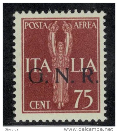Italia RSI 1943 – GNR Brescia Posta Aerea 75 C. – MNH XF ** – Firmato Vignati – Rif. 1505013 - Luftpost