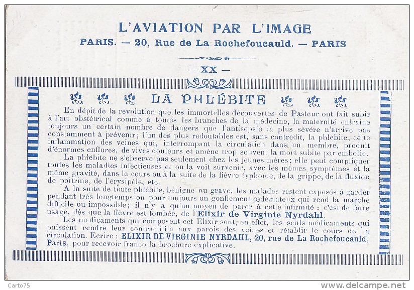 Aviation - Femme Aviatrice Pilote Hélène Dutrieu - Publcité Santé Médecine - Phlébite - Aviateurs