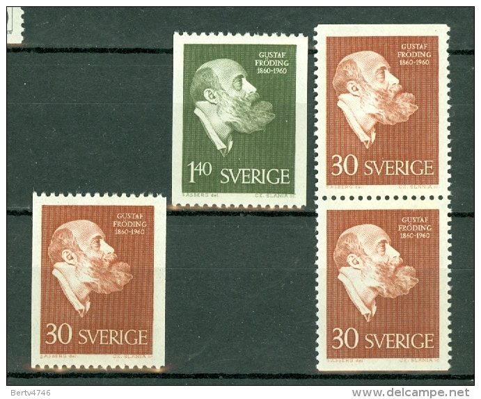 Sverige 1960  Yv. 450/451**, 450b**, 452/453**, 452b**   MNH (2 Scans) - Neufs