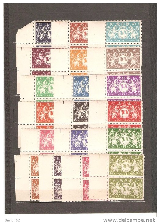 GUYANE  NEUF **MNH LUXE N °182/200 SERIE DE LONDRE   BORD DE FEUILLE  EN PAIRE - Unused Stamps