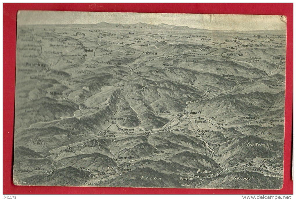 XBI-25  Vue Panoramique Du Jura, Delémont, Glovelier, Circulé Sous Enveloppe, Légèrement Défraichi. - Delémont