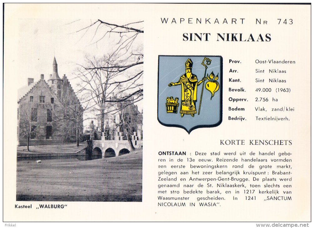 Wapenkaart Nr 743 Sint Niklaas Kasteel Walburg ( Met Wapenschild ) - Sint-Niklaas