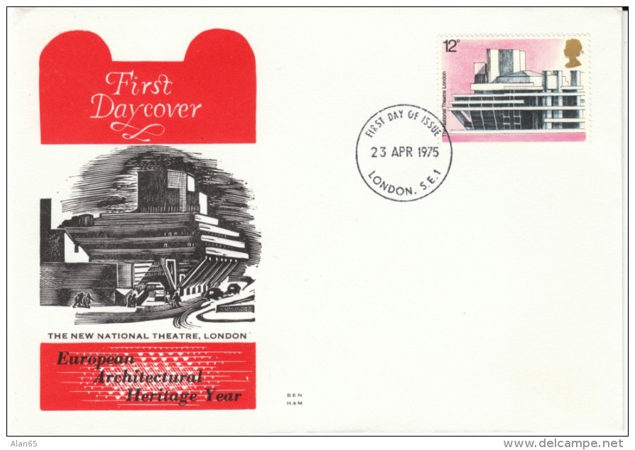 European Architectural Heritage Issue, 12p Stamp, First Day Cover FDC, 1975 Cover - 1971-1980 Decimal Issues