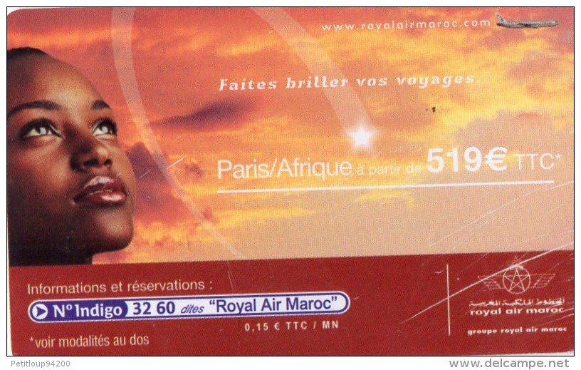 PUBLICITE ROYALE AIR MAROC  Tarif  Paris/Afrique  2007   N - Pubblicità