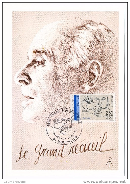 FRANCE - 6 Cartes Maximum - Série Des Ecrivains - 1991 - René Char, Aragon, Prévert, Breton, Eluard, Ponge. - Escritores