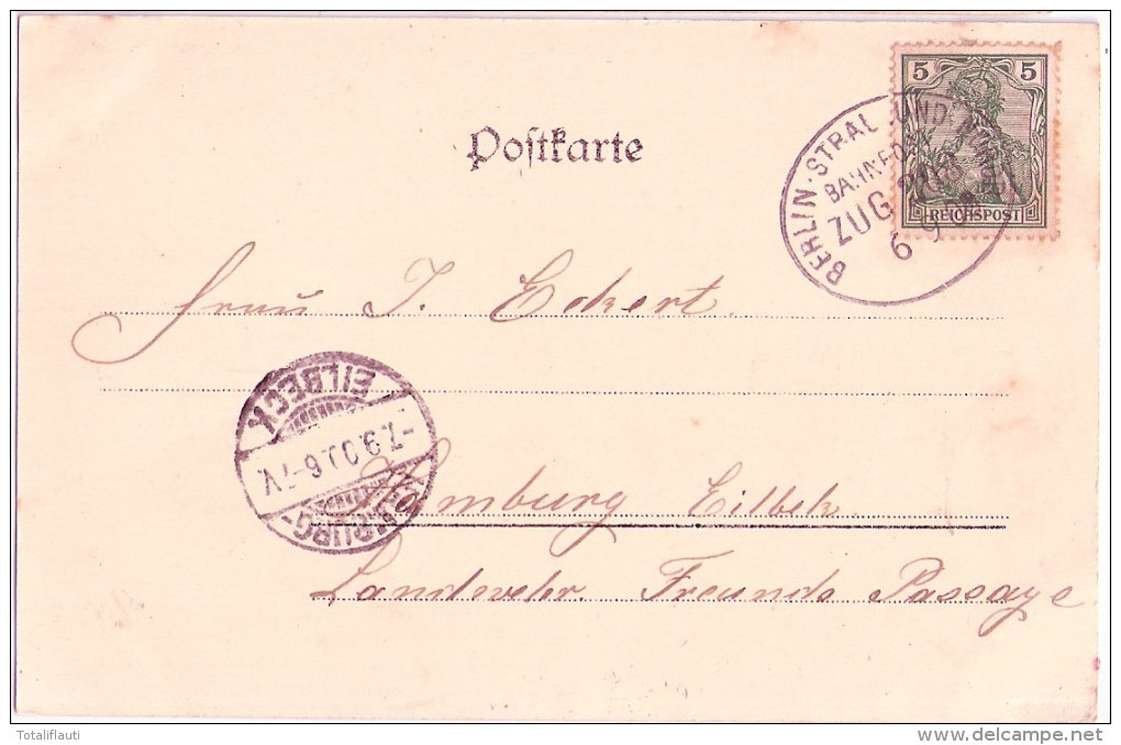 NEUSTRELITZ Schloßkirche Marienpalais Großherzog Paar H Zu Roß? Winter Bahnpost BERLIN STRALSUND NORDB ZUG 303  6.9.1900 - Neustrelitz