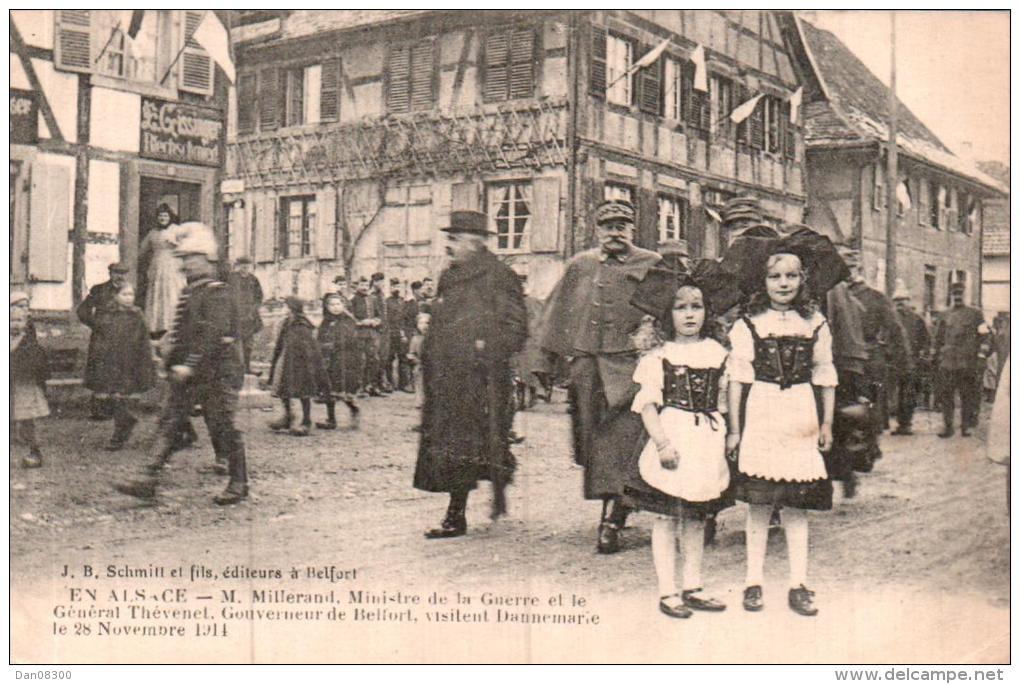 EN ALSACE M. MILLERAND MINISTRE DE LA GUERRE ET LE GENERAL THEVENET VISITENT DANNEMARIE 1914 - War 1914-18