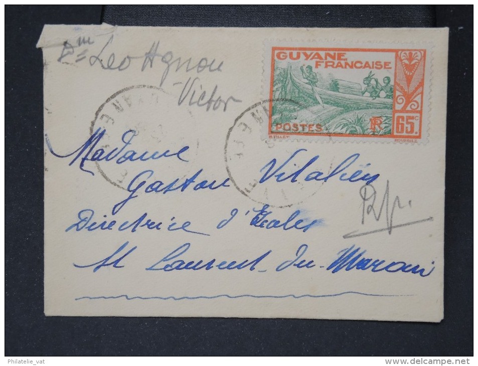 FRANCE-GUYANE-Petite Enveloppe De Cayenne Pour St Laurent De Maroni En 1938     A Voir  Rare  Lot P 5606 - Lettres & Documents