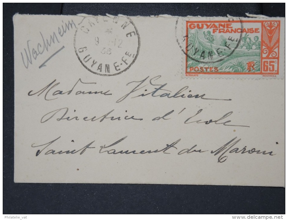 FRANCE-GUYANE-Petite Enveloppe De Cayenne Pour St Laurent De Maroni En 1938     A Voir  Rare  Lot P 5607 - Lettres & Documents